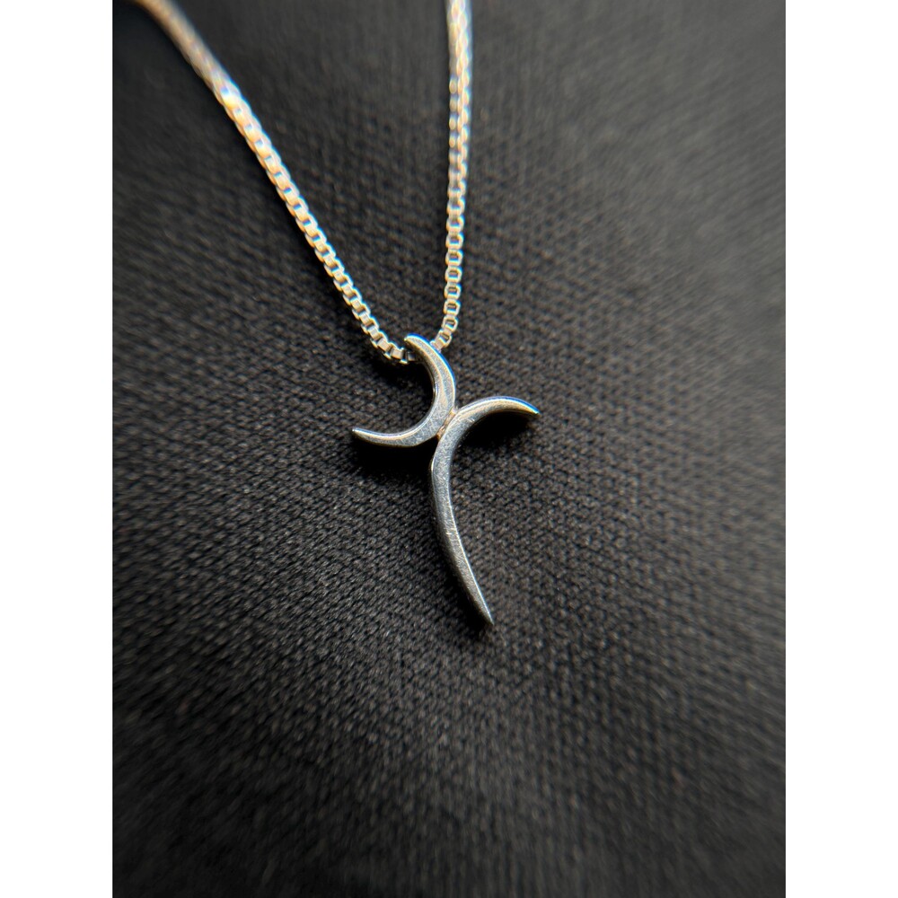 Sterling Silver Modernist Cross Pendant Necklace